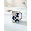 Evil Eye Blue Tea Coffee Mug | Premium Ceramic Coffee Cup with Evil Eye Design | Stylish Beverage Mug for Tea, Coffee, Milk, Home Office Gifting (Square | Pack of 1)