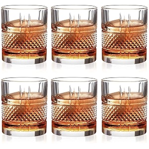 premium style whiskey glass set of 6 diamond belt glass