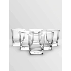 premium style whiskey glass set of 6 square glass