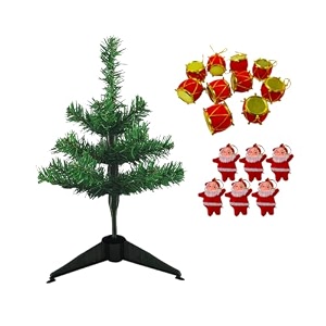 12 drum 6 small santa red theme christmas tree hanging ornaments and 1 ft artificial christmas tree for christmas party decoration  xmas tree decorations  xmas decorations tree
