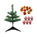 12 Drum 6 Small Santa Red Theme Christmas Tree Hanging Ornaments and 1 Ft Artificial Christmas Tree for Christmas Party Decoration | Xmas Tree Decorations | Xmas Decorations Tree