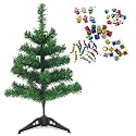 2 feet Long Artificial X-Mass Christmas Tree and 12 Drum, 12 Balls, 6 Santa, 12 Gift 6 Toffee 48 pcs Hangings Ornaments for Christmas Tree Decoration X-Mass Decoration