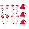 3 Pcs Santa Cap And 3 Pcs Santa Head Bands Eye Wear Santa Claus Costumes Christmas Party Decoration X-Mass Caps