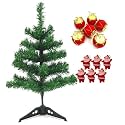 6 Drum 6 Red Santa Red Theme Christmas Tree Hanging Ornaments and 2 Ft Artificial Christmas Tree for Christmas Party Decoration