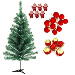 6 drum 6 santa 12 velvet balls red theme christmas tree hanging ornaments and 4 ft artificial christmas tree for christmas party decoration
