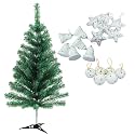 6 Star 6 Bells 6 Balls Snow Theme Christmas Tree Hanging Ornaments and 3 Ft Artificial Christmas Tree for Christmas Party Decoration