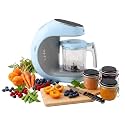 EVLA'S Baby Food Maker, Steamer, Blender, Baby Food Processor for Healthy Homemade Baby Food in Minutes, Touch Screen with 6 Reusable Food Pouches, Baby Registry Essential, Blue