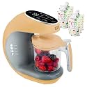EVLA'S Baby Food Maker, Steamer, Blender, Baby Food Processor for Healthy Homemade Baby Food in Minutes, Touch Screen with 6 Reusable Food Pouches, Baby Registry Essential, Peach