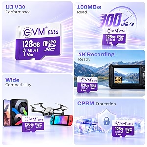 evm elite 128gb microsdxc memory card  class 10 u1  tlc flash  durable amp fast data transfer  compatible with smartphones tablets cameras amp more  5 year warranty eetf128gu3