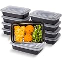 Evmliy 10Pack 28oz Meal Prep Containers Disposable Food Storage Containers with Lids, 1-Compartment Reusable Food Storage Plastic Stackable To Go Boxes Microwave, Freezer, Dishwasher Safe