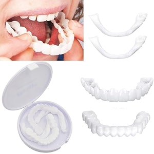 evocative snap-on instant perfect smile  comfort fit flex teeth veneers for top and bottom  enhance your smile with white neat teeth