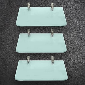 evolite premium tempered glass diamond corner and rectangle shelf for bathroom  living room  bedroom  kitchen shelves racks amp wall mount heavy duty all accessories etgs-6g9x8 inch pack of 3