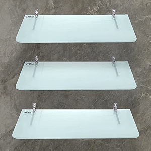 evolite premium tempered glass diamond corner and rectangle shelf for bathroom  living room  bedroom  kitchen shelves racks amp wall mount heavy duty all accessories etgs-6g9x8 inch pack of 3