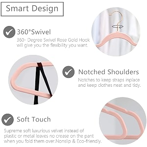 non-slip velvet hangers - ultra thin space saving suit hanger with 360 degree swivel hook - strong and durable velvet clothes hangers - coat hangers for a no hanger marks pink pack of 12