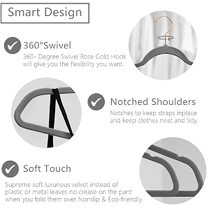 non-slip velvet hangers - ultra thin space saving suit hanger with 360 degree swivel hook - strong and durable velvet clothes hangers - coat hangers for a no hanger marks grey pack of 12