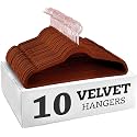 Non-Slip Velvet Hangers - Ultra Thin Space Saving Suit Hanger with 360 Degree Swivel Hook - Strong and Durable Velvet Clothes Hangers - Coat Hangers for a No Hanger Marks (BRONZE, PACK OF 10)