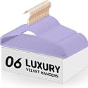 Non-Slip Velvet Hangers - Ultra Thin Space Saving Suit Hanger with 360 Degree Swivel Hook - Strong and Durable Velvet Clothes Hangers - Coat Hangers for a No Hanger Marks (Purple, Pack of 6)