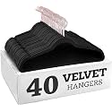 Non-Slip Velvet Hangers - Ultra Thin Space Saving Suit Hanger with 360 Degree Swivel Hook - Strong and Durable Velvet Clothes Hangers - Coat Hangers for a No Hanger Marks (Black, Pack of 40)