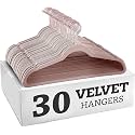 Non-Slip Velvet Hangers - Ultra Thin Space Saving Suit Hanger with 360 Degree Swivel Hook - Strong and Durable Velvet Clothes Hangers - Coat Hangers for a No Hanger Marks (Pink, Pack of 30)