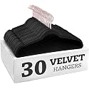 Non-Slip Velvet Hangers - Ultra Thin Space Saving Suit Hanger with 360 Degree Swivel Hook - Strong and Durable Velvet Clothes Hangers - Coat Hangers for a No Hanger Marks (Black, Pack of 30)