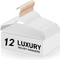 Non-Slip Velvet Hangers - Ultra Thin Space Saving Suit Hanger with 360 Degree Swivel Hook - Strong and Durable Velvet Clothes Hangers - Coat Hangers for a No Hanger Marks (White, Pack of 12)