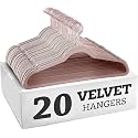 Non-Slip Velvet Hangers - Ultra Thin Space Saving Suit Hanger with 360 Degree Swivel Hook - Strong and Durable Velvet Clothes Hangers - Coat Hangers for a No Hanger Marks (Pink, Pack of 20)