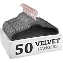 Non-Slip Velvet Hangers - Ultra Thin Space Saving Suit Hanger with 360 Degree Swivel Hook - Strong and Durable Velvet Clothes Hangers - Coat Hangers for a No Hanger Marks (Grey, Pack of 50)
