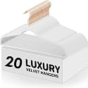 Non-Slip Velvet Hangers - Ultra Thin Space Saving Suit Hanger with 360 Degree Swivel Hook - Strong and Durable Velvet Clothes Hangers - Coat Hangers for a No Hanger Marks (White, Pack of 20)