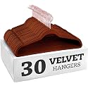 Non-Slip Velvet Hangers - Ultra Thin Space Saving Suit Hanger with 360 Degree Swivel Hook - Strong and Durable Velvet Clothes Hangers - Coat Hangers for a No Hanger Marks (BRONZE, PACK OF 30)