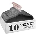 Non-Slip Velvet Hangers - Ultra Thin Space Saving Suit Hanger with 360 Degree Swivel Hook - Strong and Durable Velvet Clothes Hangers - Coat Hangers for a No Hanger Marks (Grey, Pack of 10)
