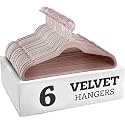 Non-Slip Velvet Hangers - Ultra Thin Space Saving Suit Hanger with 360 Degree Swivel Hook - Strong and Durable Velvet Clothes Hangers - Coat Hangers for a No Hanger Marks (Pink, Pack of 6)