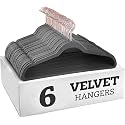 Non-Slip Velvet Hangers - Ultra Thin Space Saving Suit Hanger with 360 Degree Swivel Hook - Strong and Durable Velvet Clothes Hangers - Coat Hangers for a No Hanger Marks (Grey, Pack of 6)