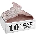 Non-Slip Velvet Hangers - Ultra Thin Space Saving Suit Hanger with 360 Degree Swivel Hook - Strong and Durable Velvet Clothes Hangers - Coat Hangers for a No Hanger Marks (Pink, Pack of 10)