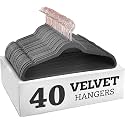 Non-Slip Velvet Hangers - Ultra Thin Space Saving Suit Hanger with 360 Degree Swivel Hook - Strong and Durable Velvet Clothes Hangers - Coat Hangers for a No Hanger Marks (Grey, Pack of 40)