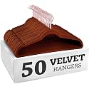 Non-Slip Velvet Hangers - Ultra Thin Space Saving Suit Hanger with 360 Degree Swivel Hook - Strong and Durable Velvet Clothes Hangers - Coat Hangers for a No Hanger Marks (BRONZE, PACK OF 50)