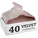 Non-Slip Velvet Hangers - Ultra Thin Space Saving Suit Hanger with 360 Degree Swivel Hook - Strong and Durable Velvet Clothes Hangers - Coat Hangers for a No Hanger Marks (Pink, Pack of 40)