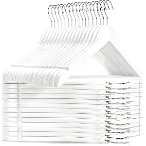 premium wooden hangers durable amp slim coat hanger -solid wood suit hangers with 360-degree rotatable hook - wood hangers with shoulder grooves white 70