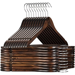premium wooden hangers durable amp slim coat hanger -solid wood suit hangers with 360-degree rotatable hook - wood hangers with shoulder grooves walnut 48