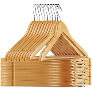 wooden suit coat hangers smooth retro finish wooden dress hangers with non slip pant bar clothes hangers with 360 swivel hook amp notches for jacket pant shirt beige 50
