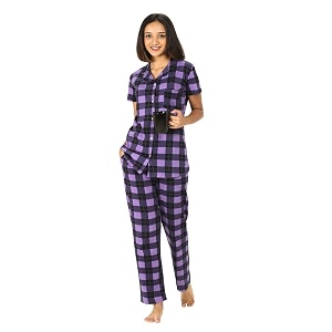 Evolove Womens Cotton Full Sleeves Collared Night