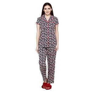 Evolove Womens Cotton Full Sleeves Collared Night