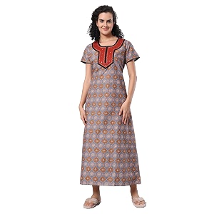 evolove women39s 100 cotton supersoft with beautiful embroidery long maxi night gown nighty dress with pocket
