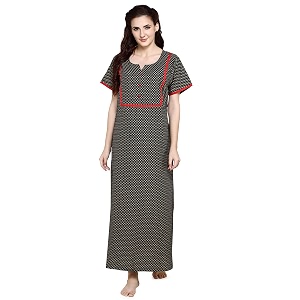evolove long cotton maxi nighty for women with side pockets  super soft and comfortable night wear