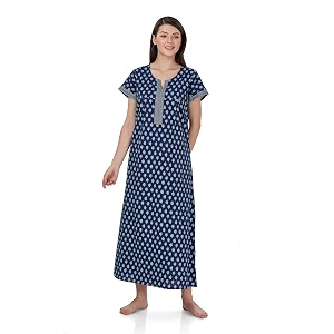 evolove women39s cotton long maxi night gown nighty dress with pocket super soft comfortable
