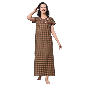 evolove women39s 100 cotton supersoft with beautiful embroidery long maxi night gown nighty dress with pocket