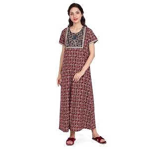 evolove women39s cotton long maxi night gown nighty dress with pocket super soft comfortable lng-cotton-2