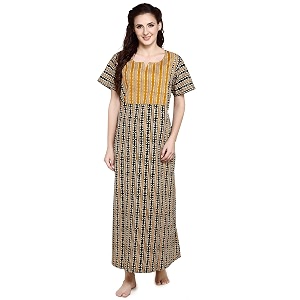 evolove long cotton maxi nighty for women with side pockets  super soft and comfortable night wear