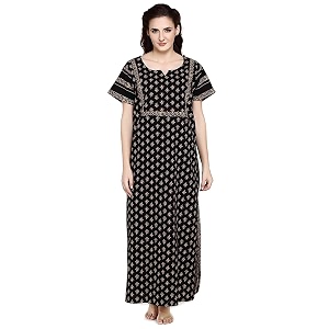 evolove long cotton maxi nighty for women with side pockets  super soft and comfortable night wear