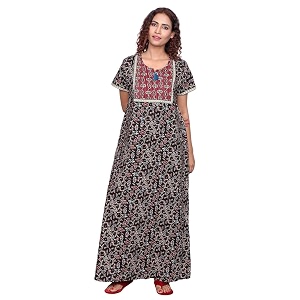 evolove women39s cotton long maxi night gown nighty dress with pocket super soft comfortable lng-cotton-2