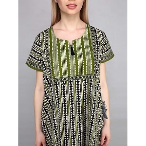 evolove cotton nighty maxi for women with side pocket  printed short sleeves full length night wear gown